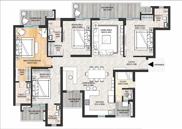 ATS Homekraft Sanctuary 105 Phase 2 — 4 BHK + Servant Floor Plan