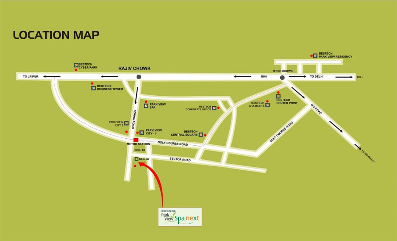 Bestech Park View Spa Next — Location Map, Sector 67