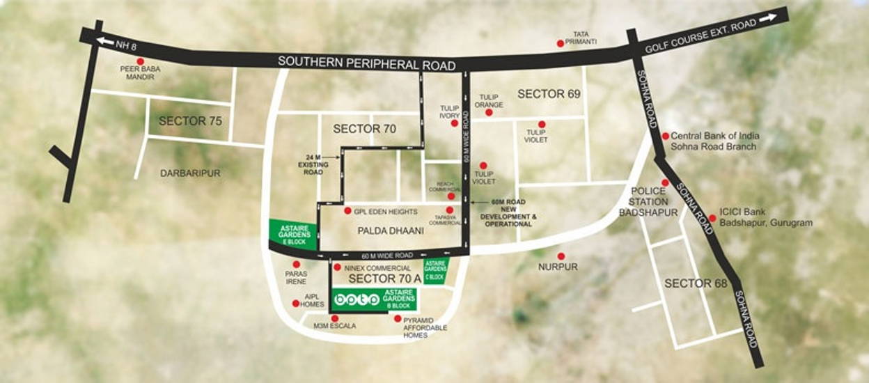BPTP Astaire Gardens — Location Map, Sector 70A