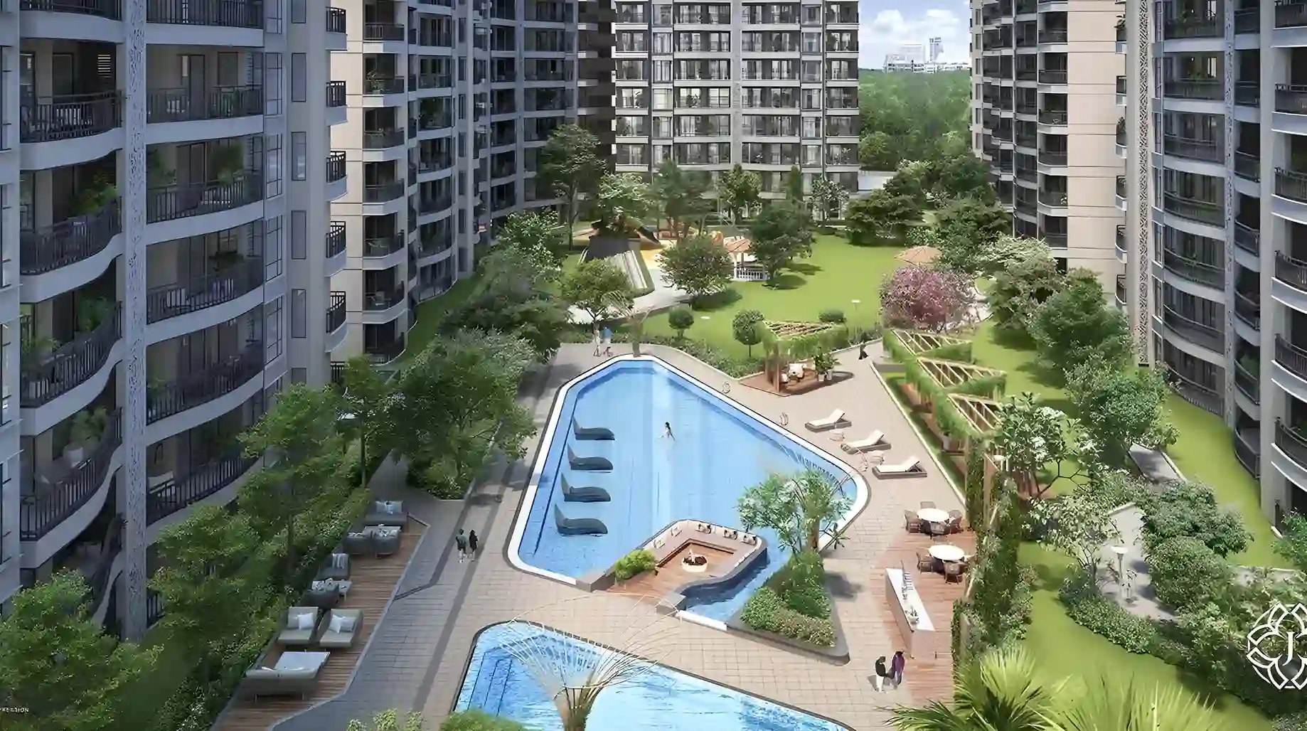 Elevate Homes Delhi — Aerial Courtyard