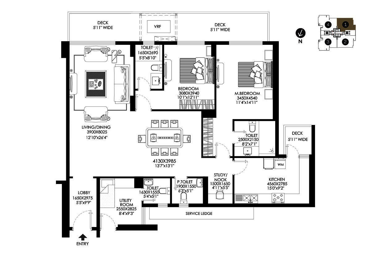 DLF The Crest — Floor Plan 1
