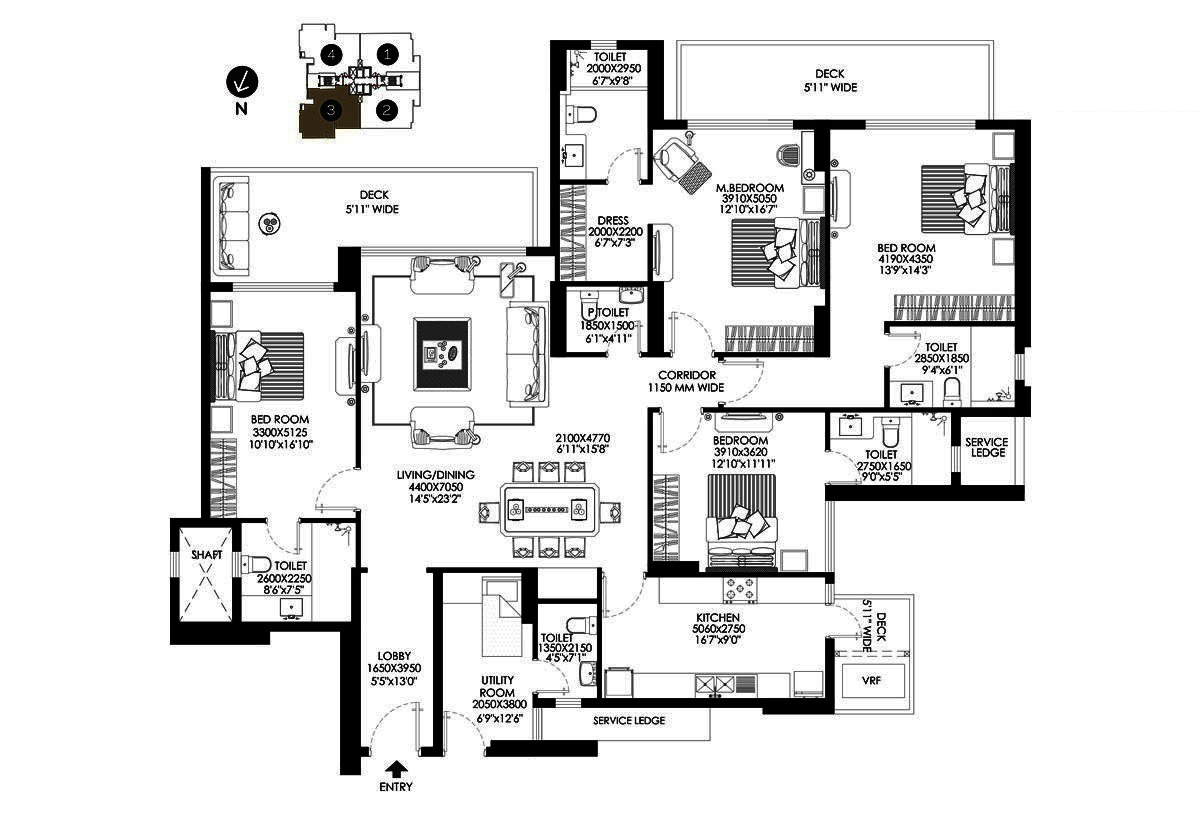 DLF The Crest — Floor Plan 3