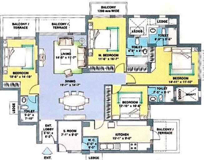 DLF Trinity Towers — 4 BHK Floor Plan