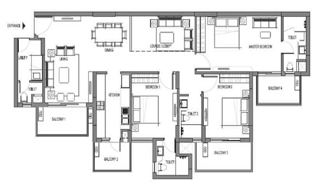 Emaar Palm Premier — 3 BHK