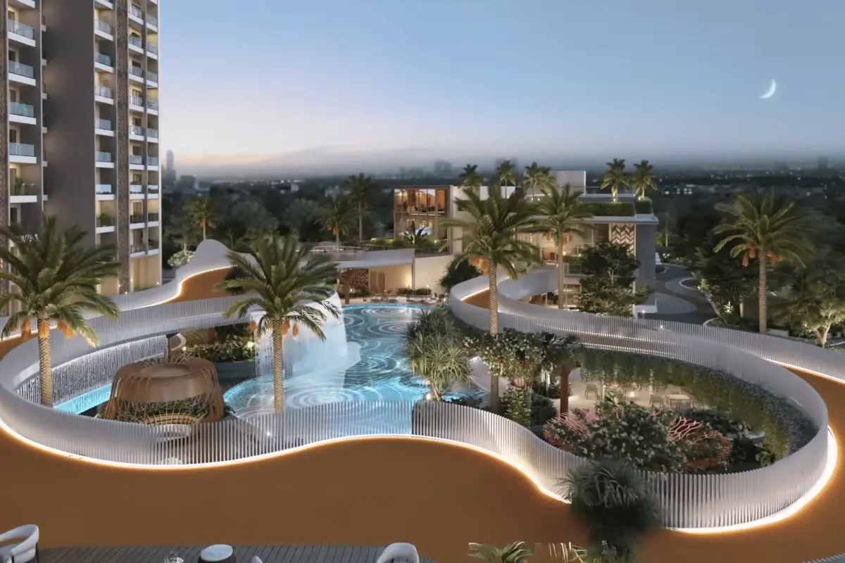 Experion Sector 88A towers and podium pool deck