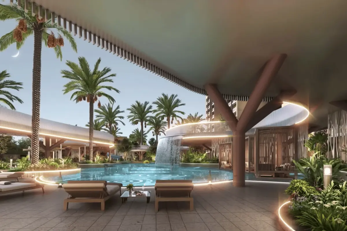 Poolside cabana deck