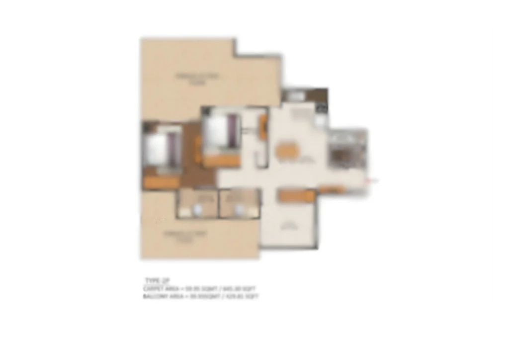 Ganga Nine Zero — 3 BHK + Utility Floor Plan