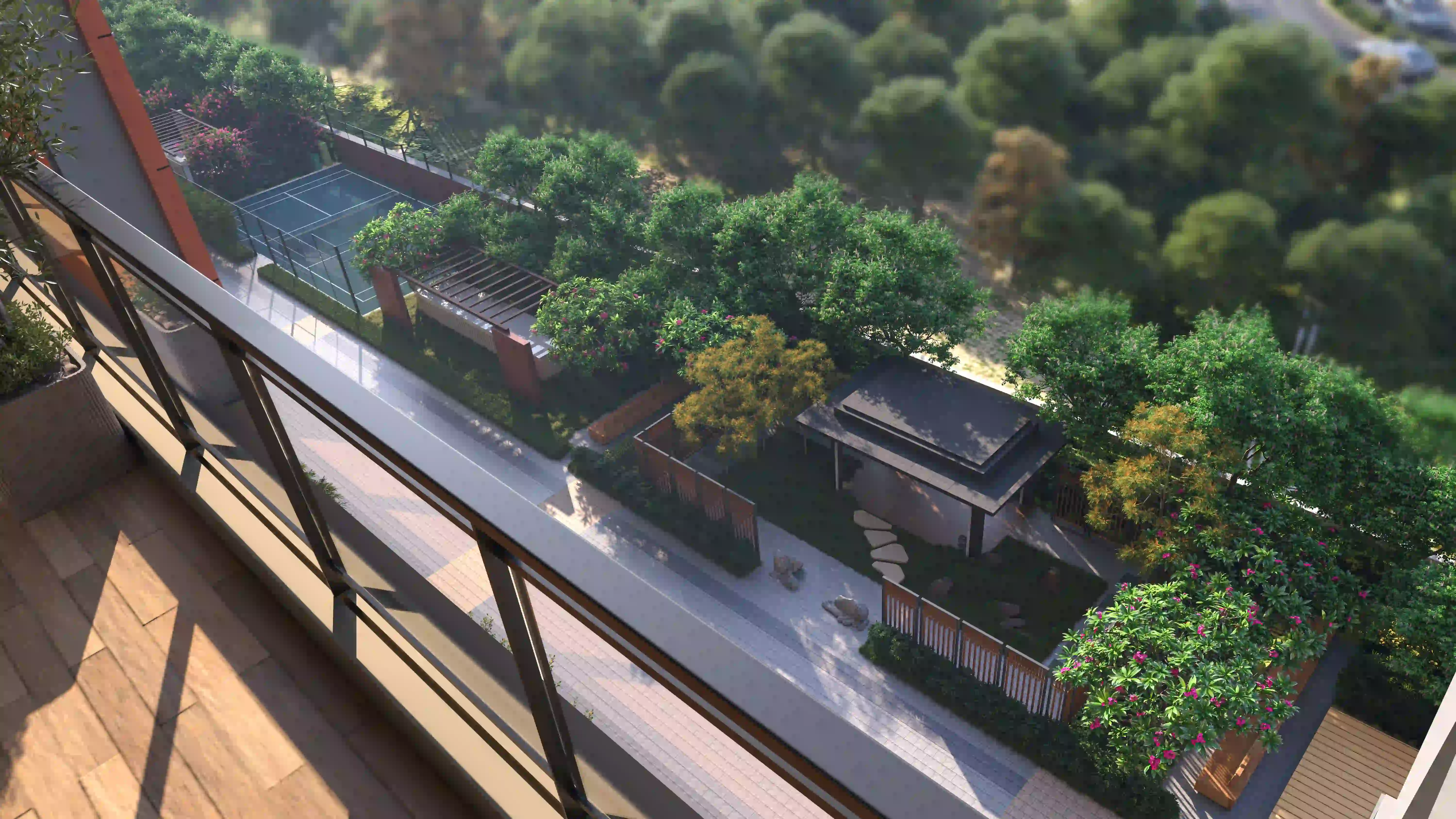 Godrej Sora — Landscaped Deck & Padel Court