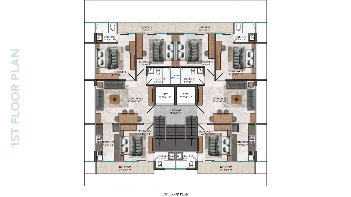 Hercules Grace Resilviaa — Typical Floor Plan — 3 BHK Layout
