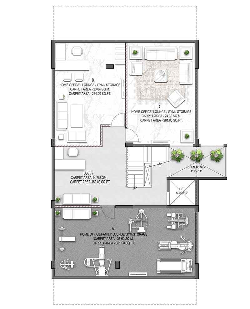 Landmark Avana — Basement Level, Lounge & Gym Floor