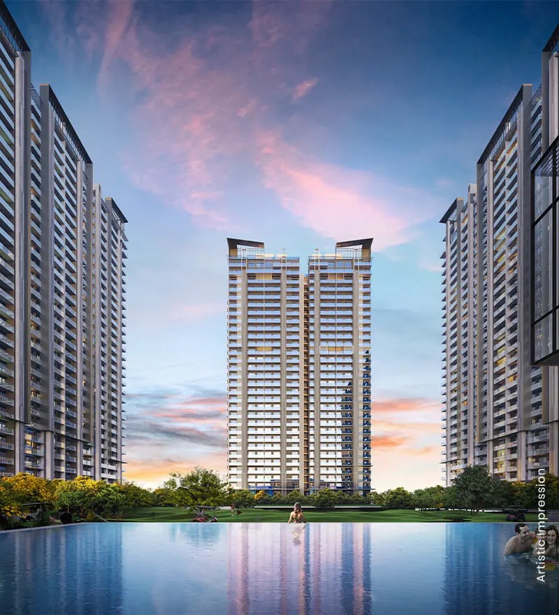 M3M Golf Hills — Infinity Pool at Dusk