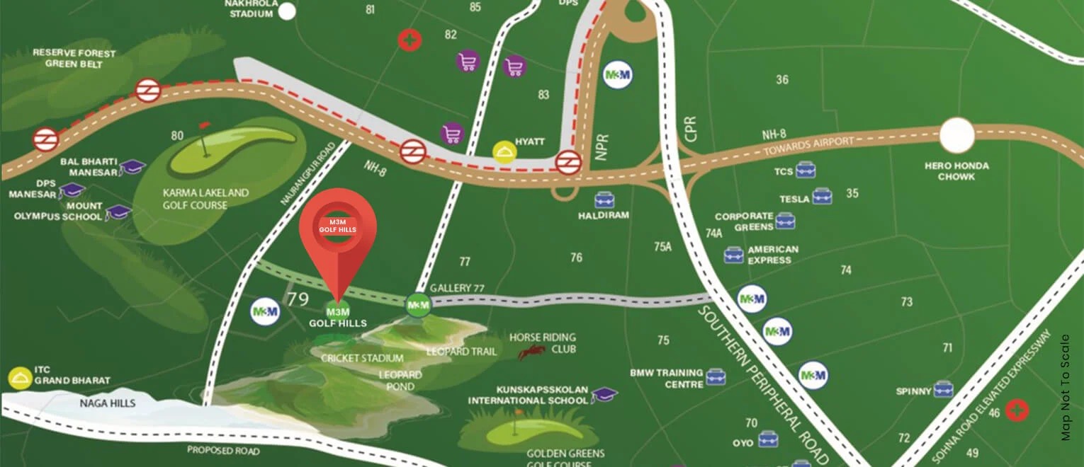 M3M Golf Hills — Location Map, Sector 79