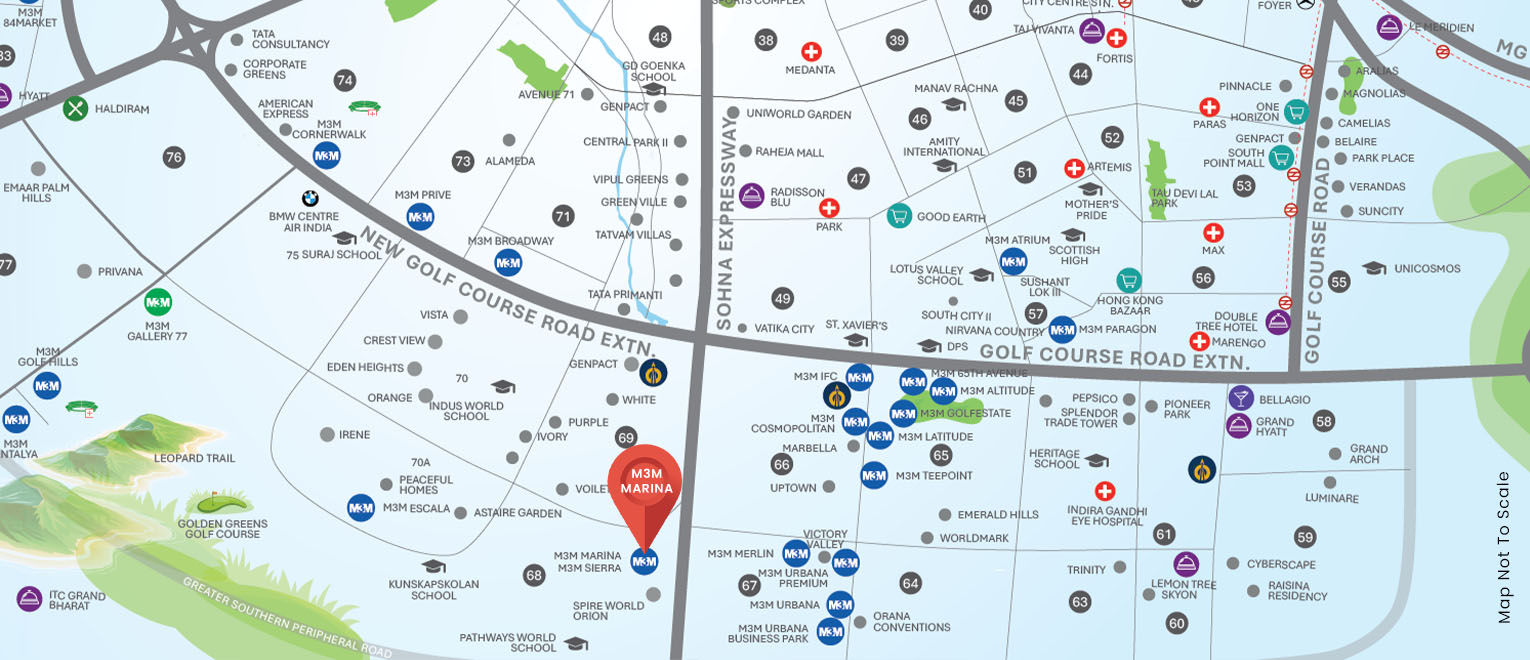M3M Marina — Location Map, Sector 68