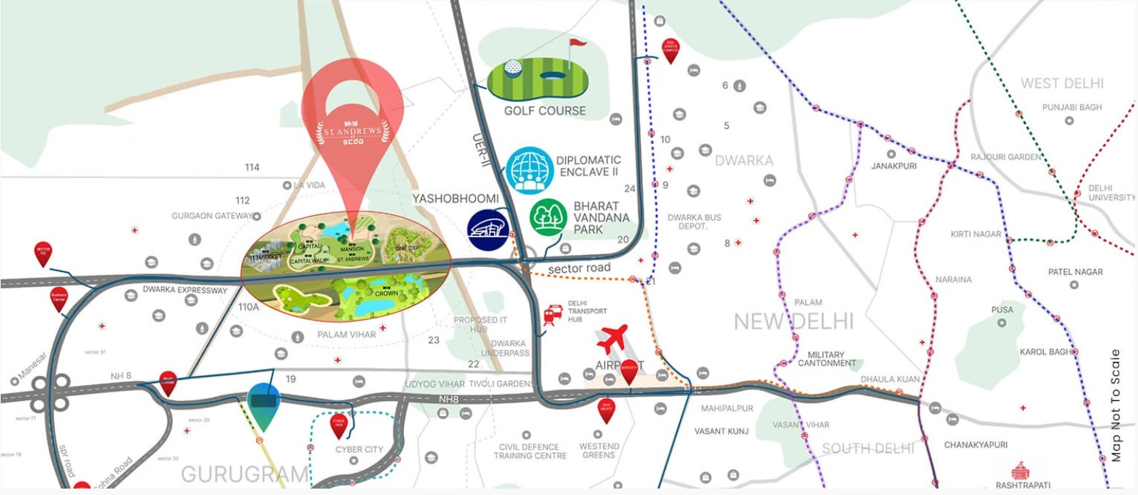 M3M St. Andrews — Location Map