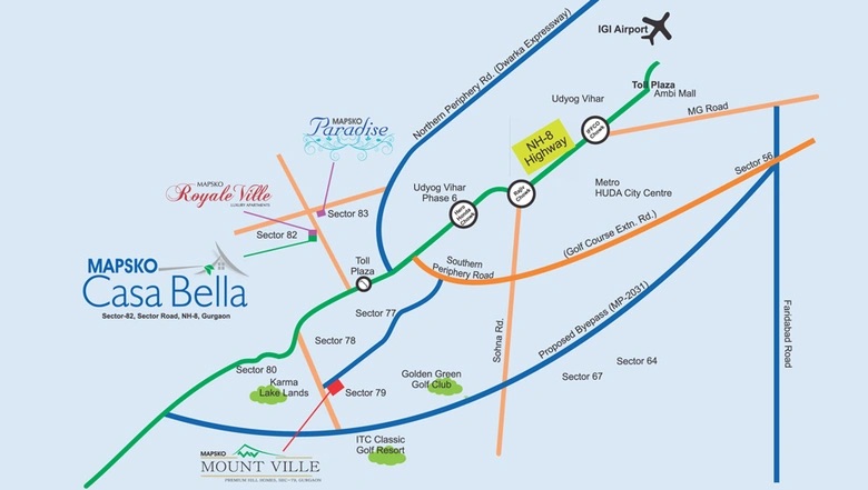 Mapsko Casa Bella — Location Map, Sector 82