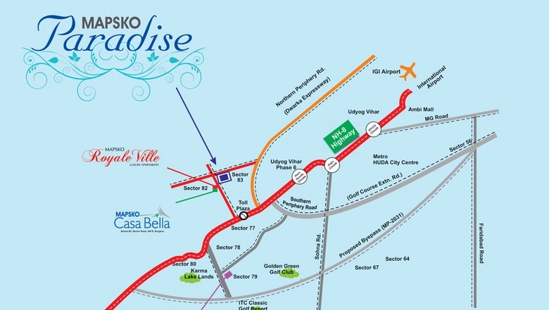 Mapsko Paradise — Location Map, Sector 83