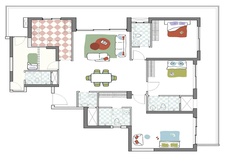 3 BHK indicative floor plan