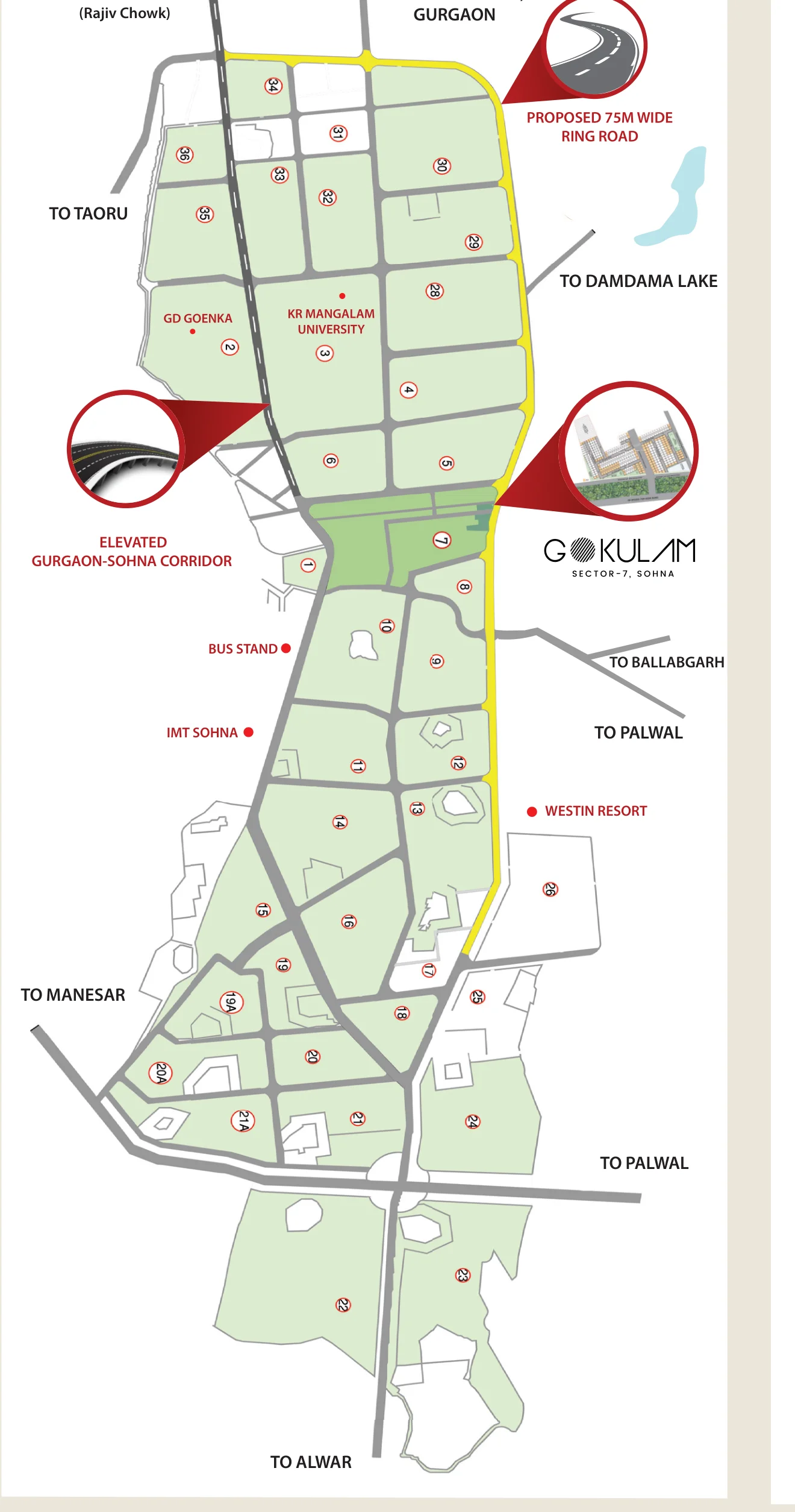 Buildcon Gokulam — Location Map, Sector 7, Sohna
