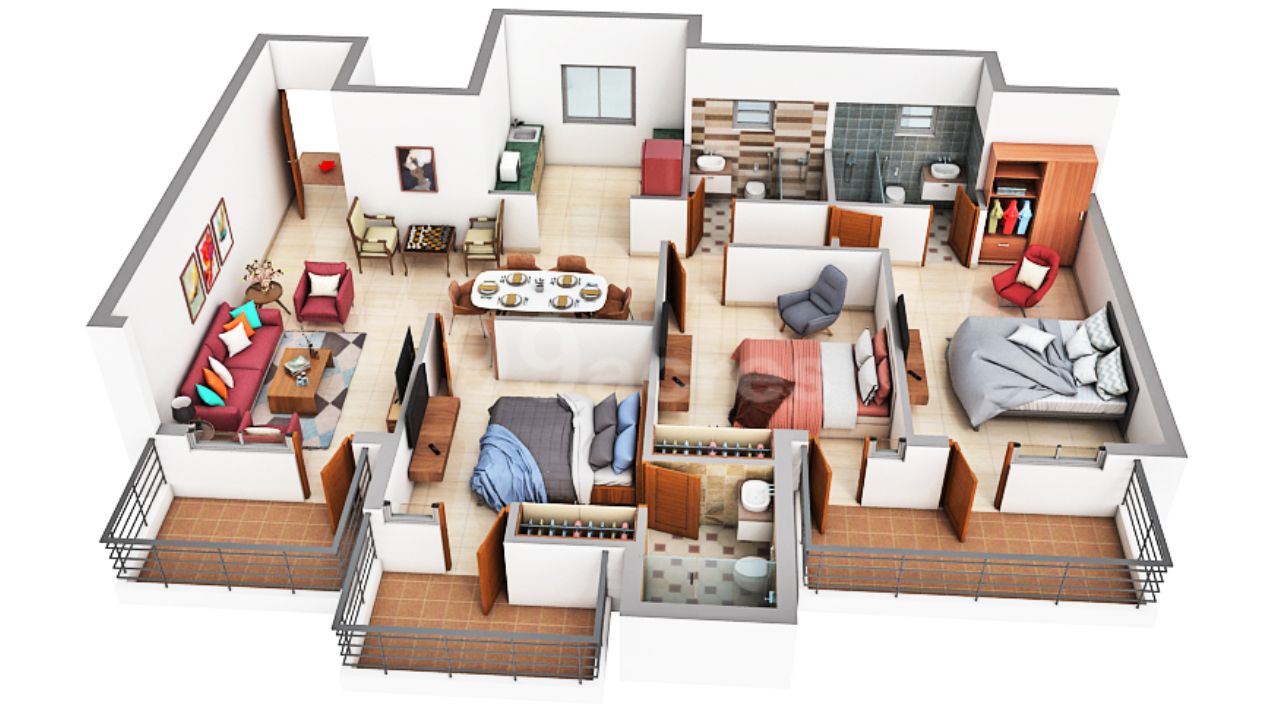 Pareena Micasa — Sample 3 BHK Layout