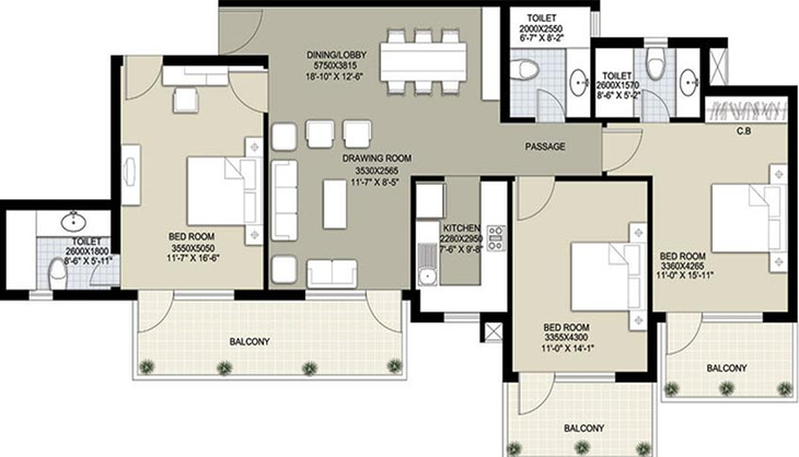 Raheja Navodaya — Floor Plan 3