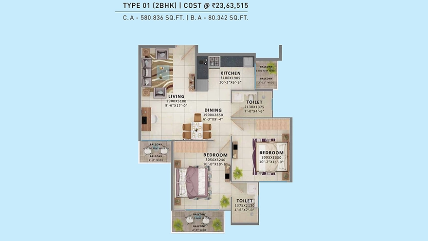 The Millennia 3 — Floor Plan 1