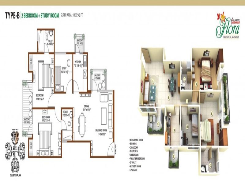 Shree Vardhman Flora — Floor Plan 1