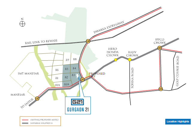 Vatika Gurgaon 21 Avenue — Location Map, Sector 82