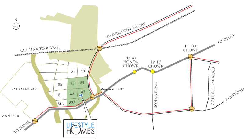 Vatika Lifestyle Homes — Location Map, Sector 83/84
