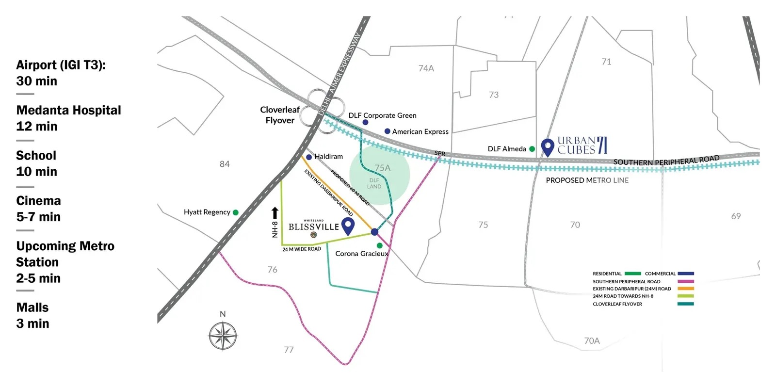 Whiteland Blissville — Location Map, Sector 76