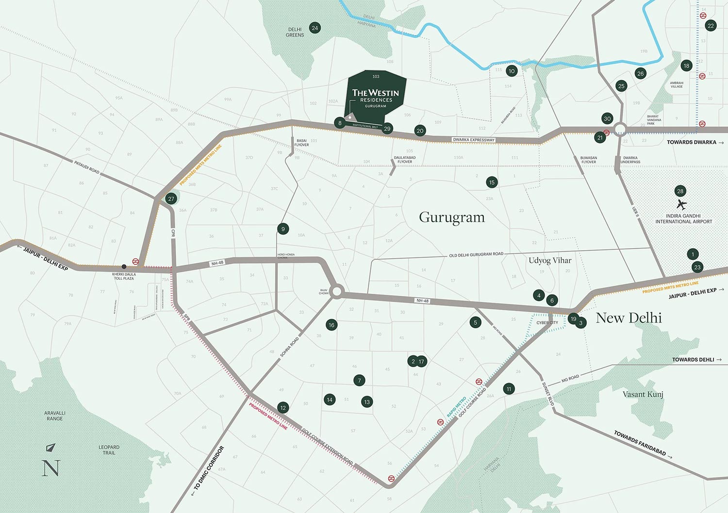Whiteland The Westin Residences — Location Map, Sector 103